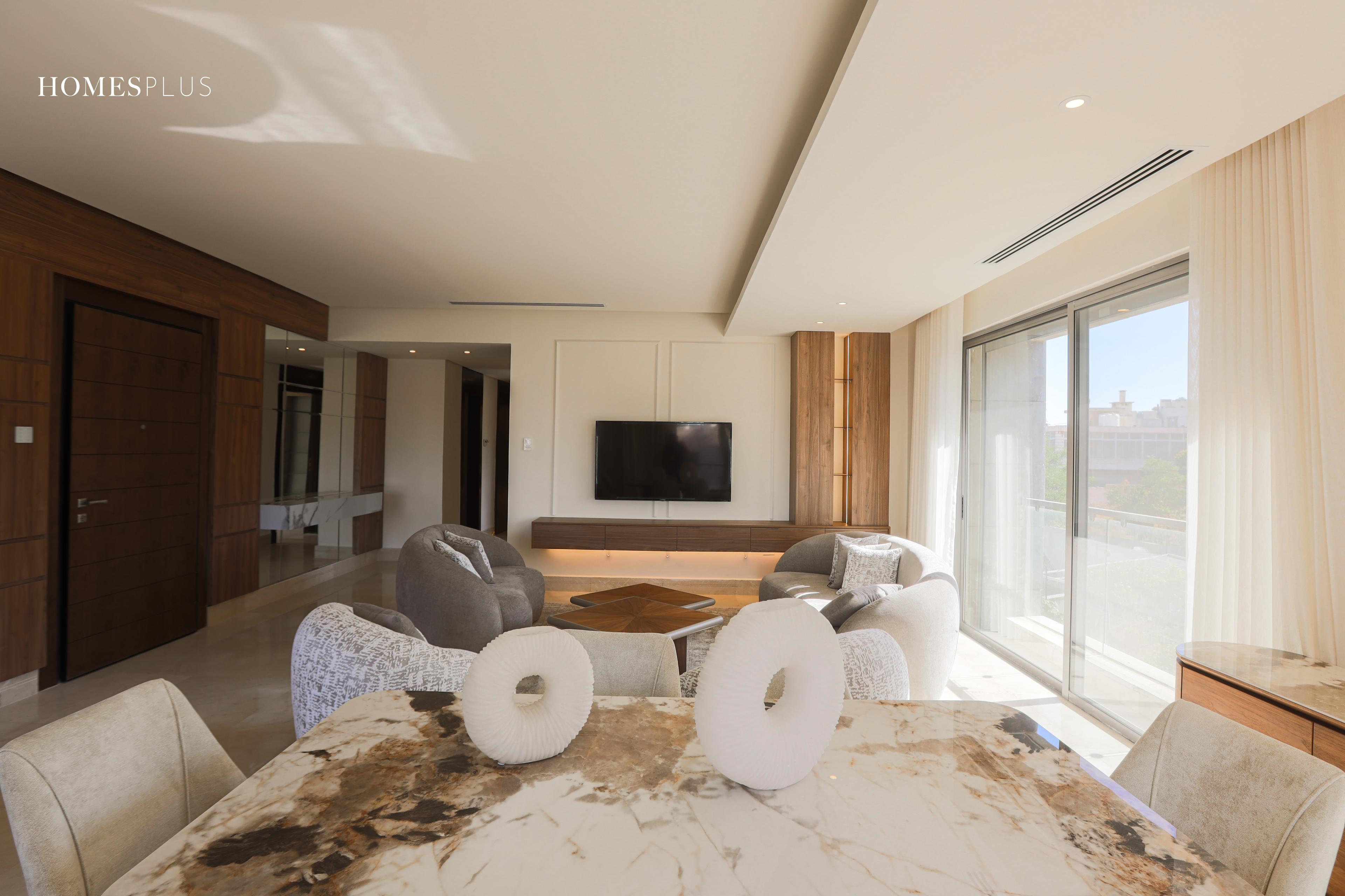 Furnished living room in an apartment in Jabal Amman