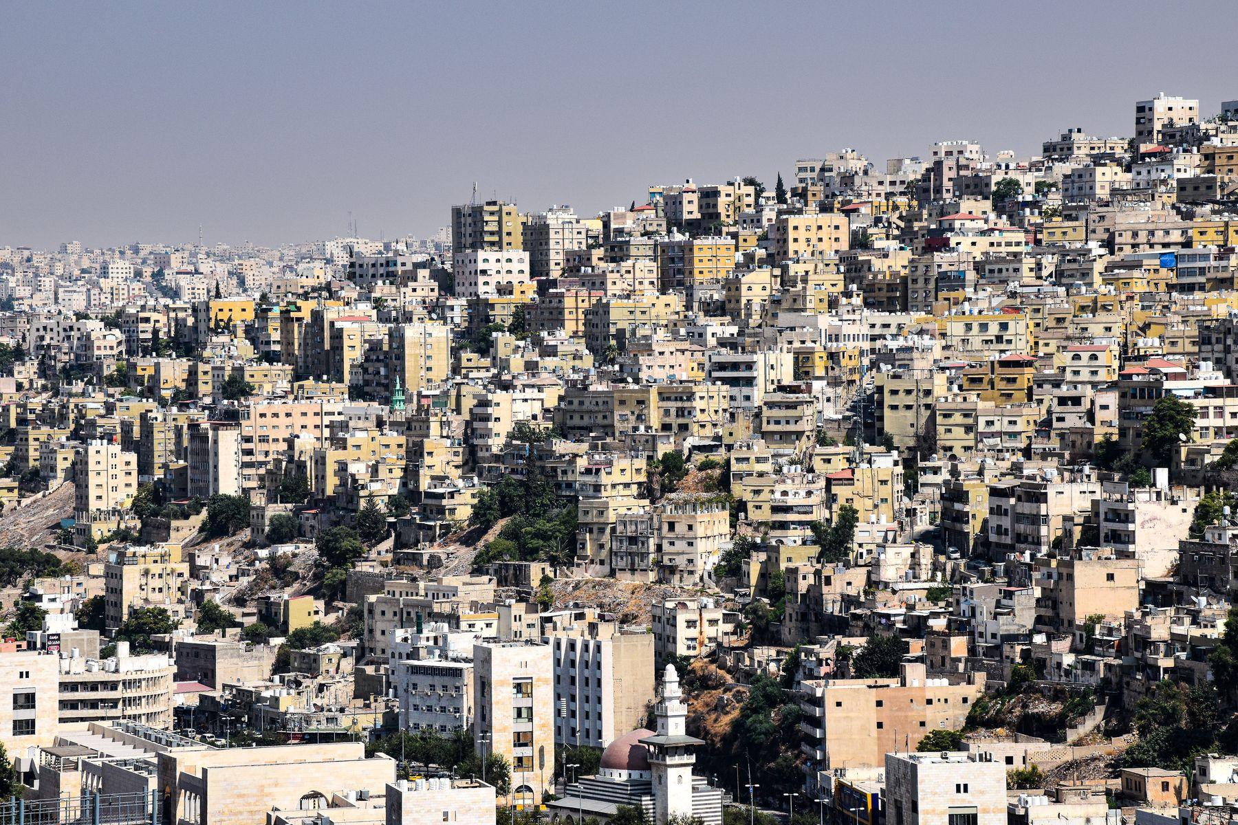 Aerial view of Amman residential buildings in Jordan